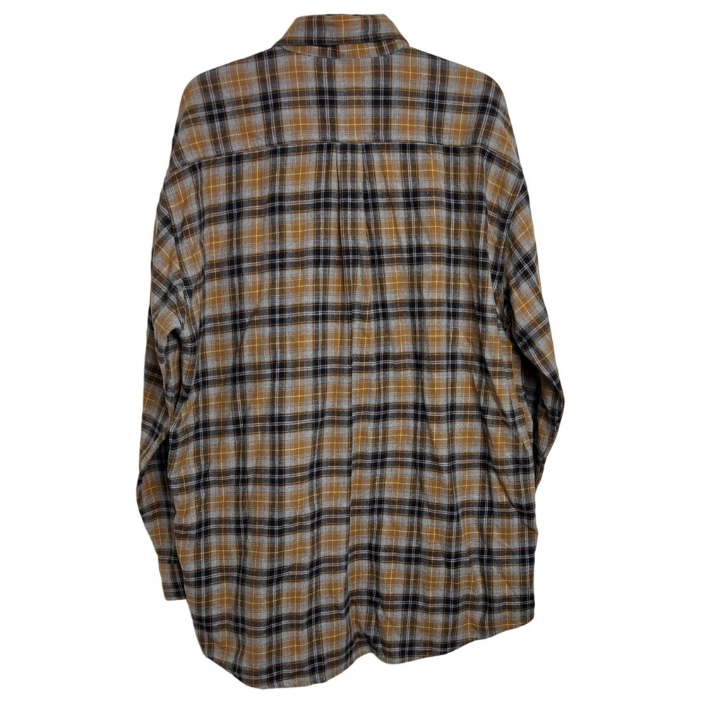 Carhartt Plaid Flannel Button Down Mens Large Brown Long Sleeve Work Shirt F06 - Picture 3 of 12